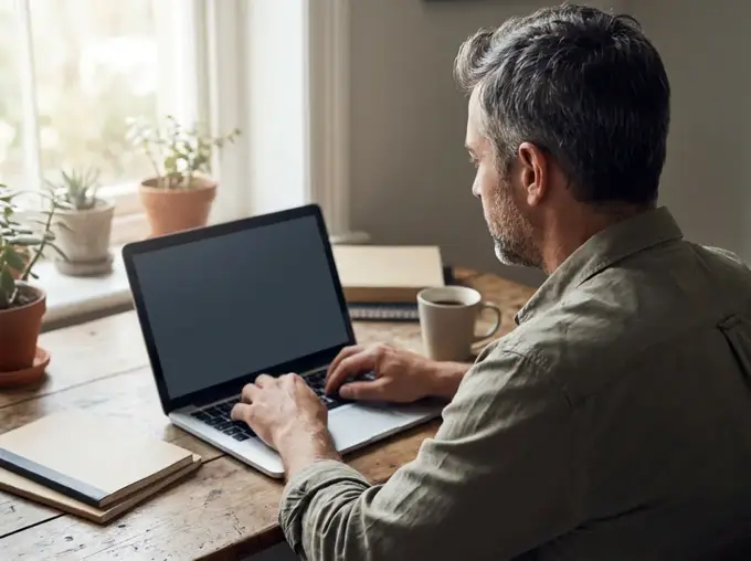 Man reviewing his testosterone therapy eligibility online